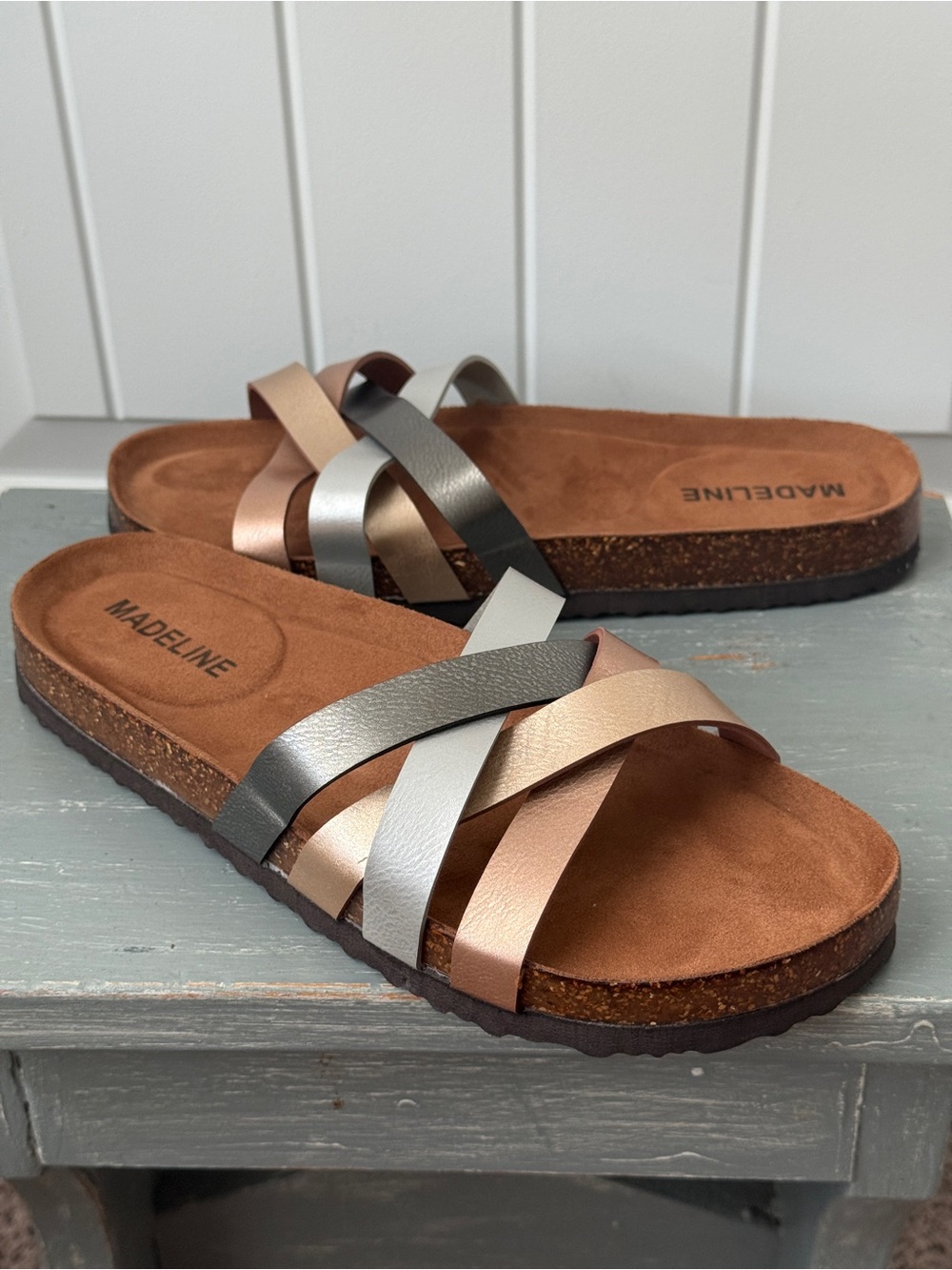 Madeline Women's Slide Sandals Metallic Colors Summer Shoes NEW Size 7.5